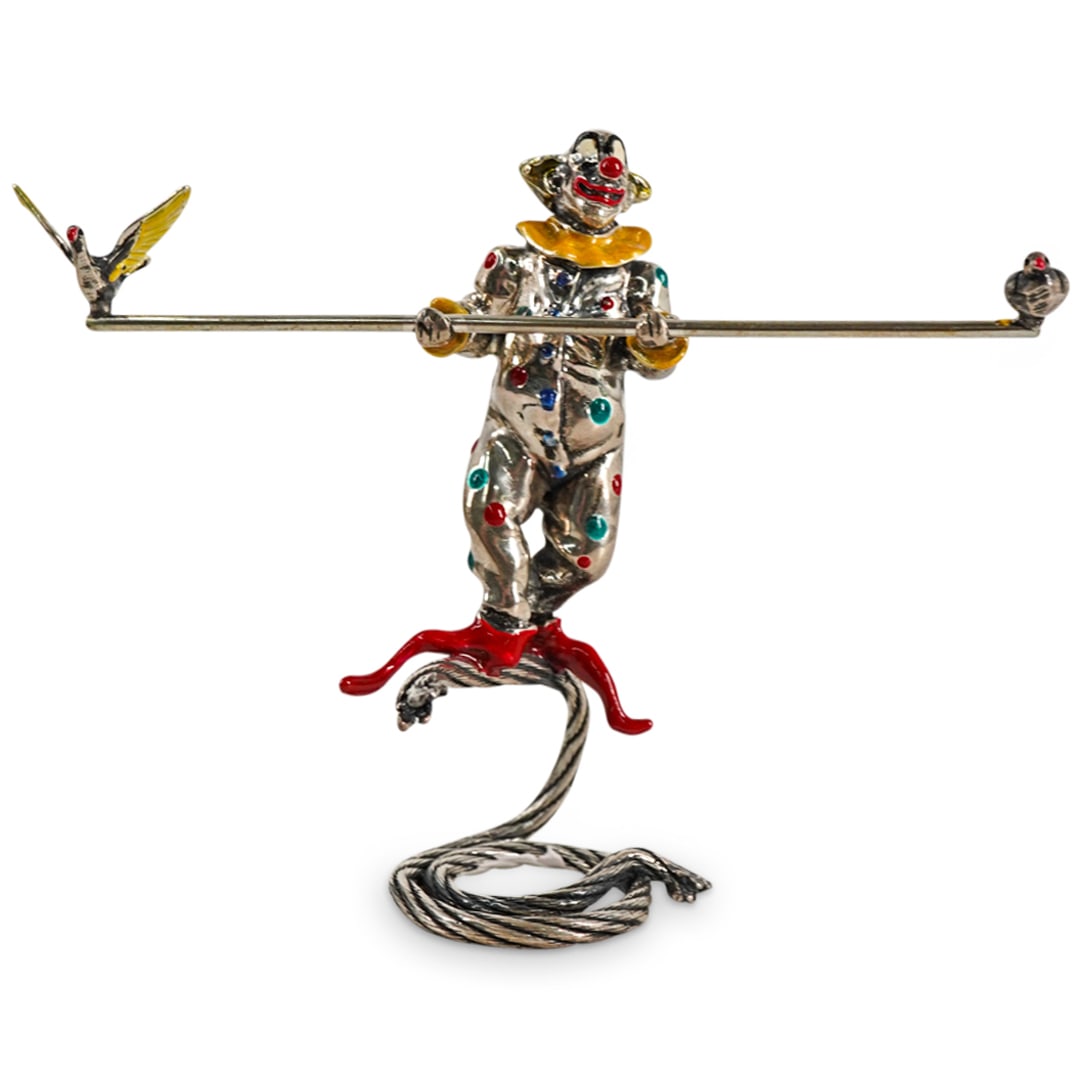 Italian Sterling Silver & Enamel Clown Tightrope Walker (1 of 3)