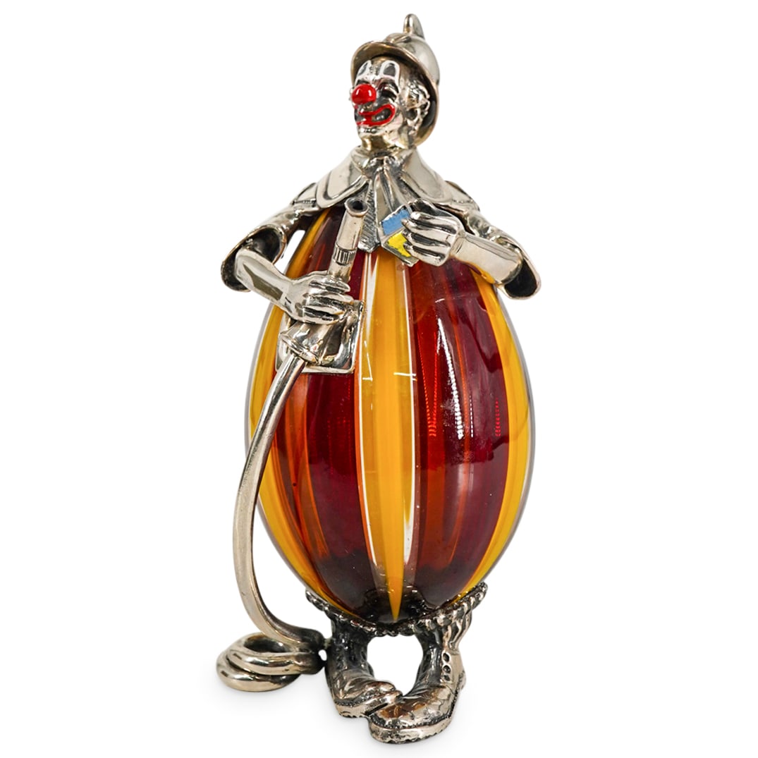 Vittorio Angini Silver, Enamel & Murano Glass Clown Fireman (1 of 5)