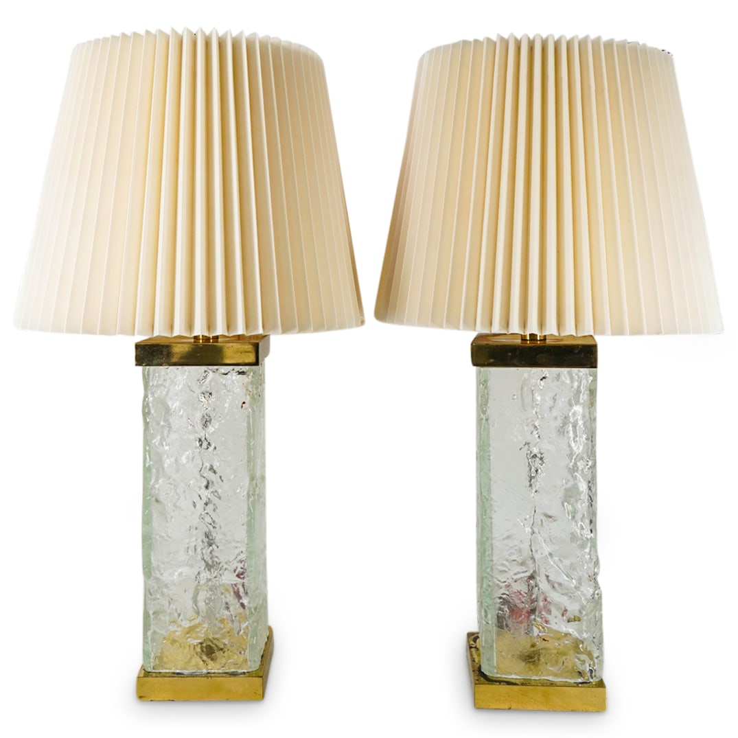 Pair of Mid Century Murano Glass and Brass Lamps (1 of 5)