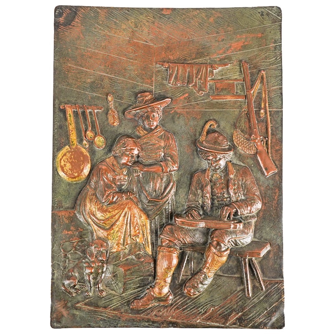 Antique German Zither Performance Bronze Plaque (1 of 3)