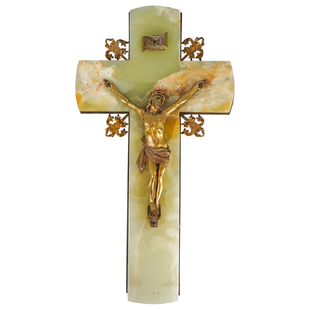 Antique French Onyx And Bronze Crucifix (1 of 4)