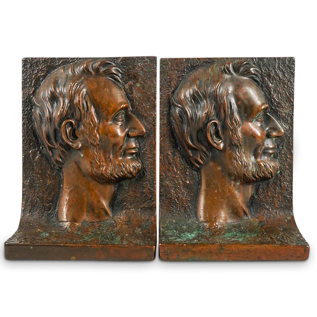 Pair Metal Abraham Lincoln Bookends (1 of 5)