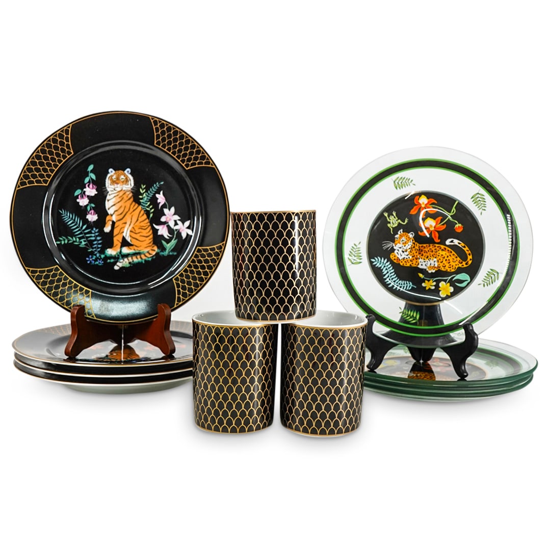 (11 Pc) Lynn Chase Porcelain/Glass "Midnight Collection" Grouping Set (1 of 10)