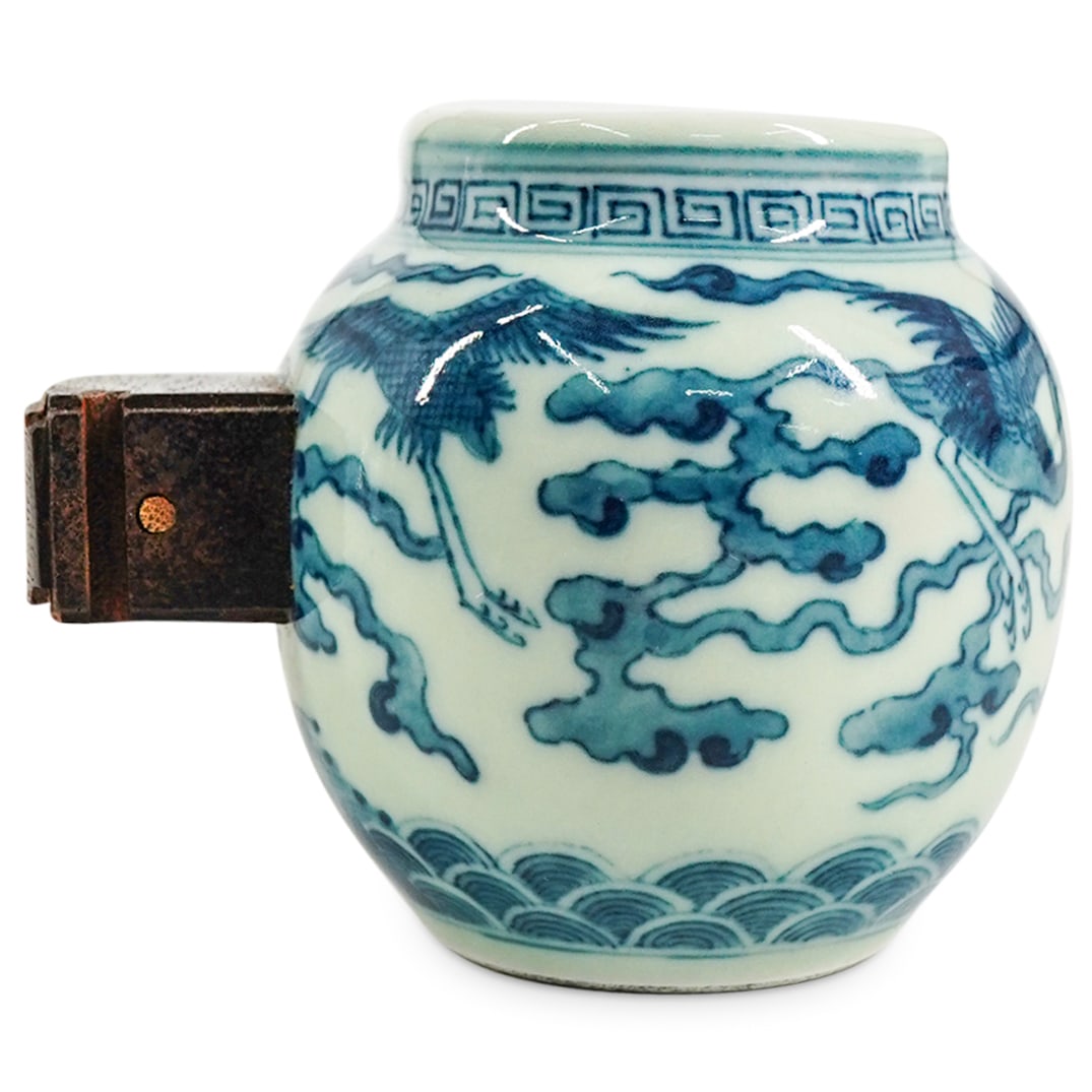 Antique Chinese Blue & White Porcelain Bird Feeder (1 of 4)