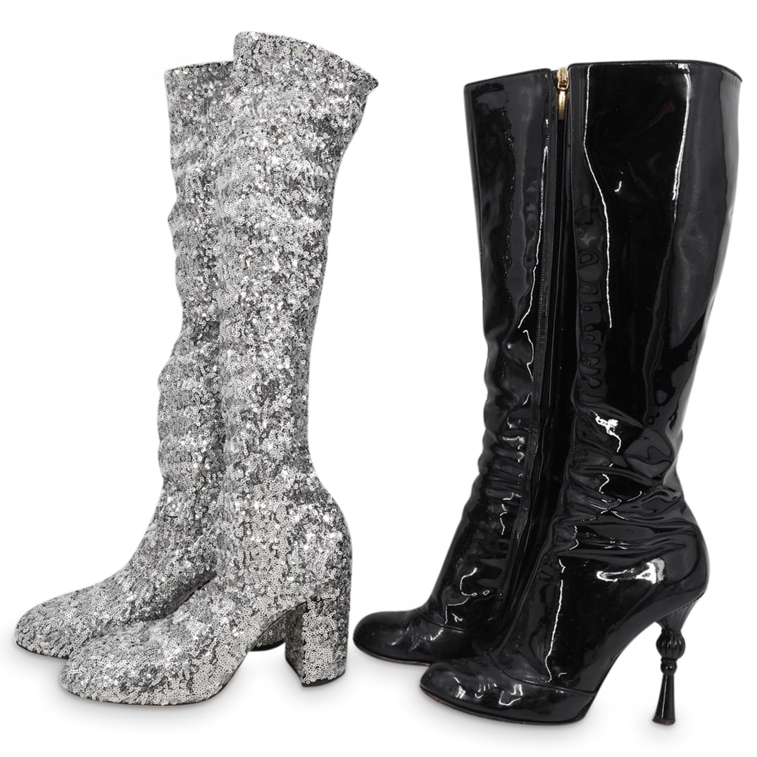 (2 Pc) Vintage Designer Ladies Dolce & Gabbana Boots Grouping (1 of 7)