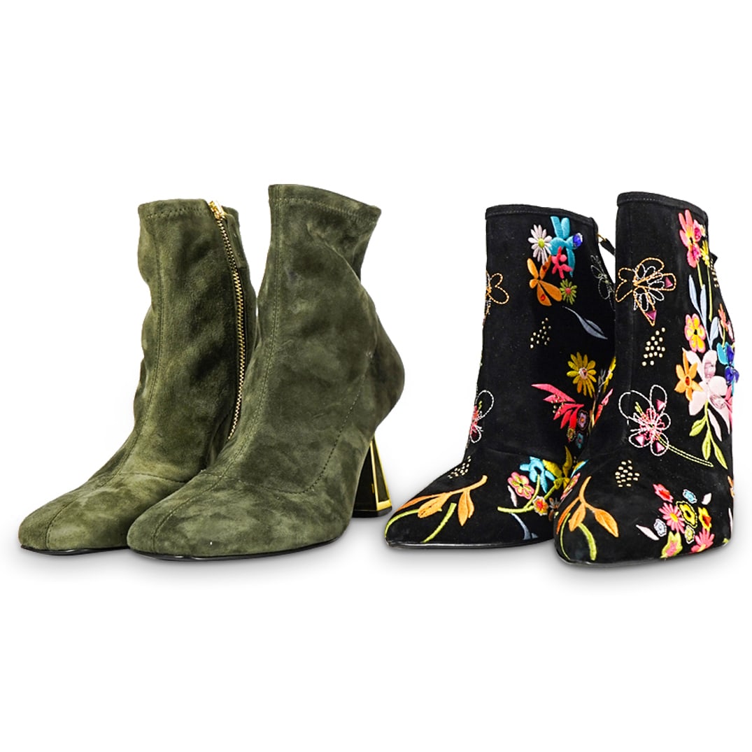 (2 Pc) Vintage Kat Maconie Suede Leather Ankle Boots (1 of 11)