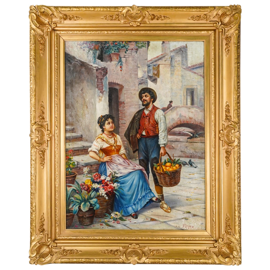 Eugenio Zampighi (Italian, 1859) Oil On Canvas Painting (1 of 6)