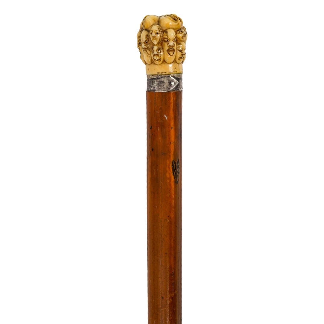 Antique Japanese Carved Bone Topped Cane Auction