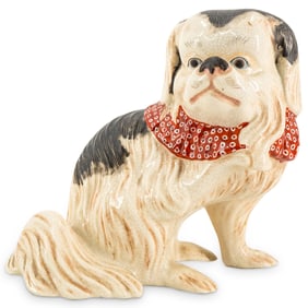 Antique Japanese Satsuma Porcelain Dog Figurine