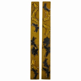 Pair Of Antique Japanese Goto School Gilt Bronze Scroll Holders