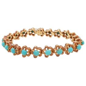 Vintage Italian 18k Gold and Turquoise Bracelet