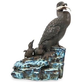 Antique Chinese Flambe Glazed Cormorant Grouping