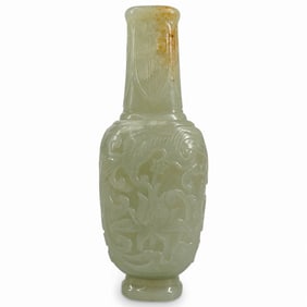 Antique 18th Century Chinese Celadon Jade Cabinet Vase