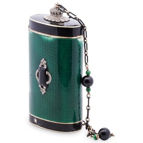 Art Deco 14k Gold, Enamel and Diamond Enuit