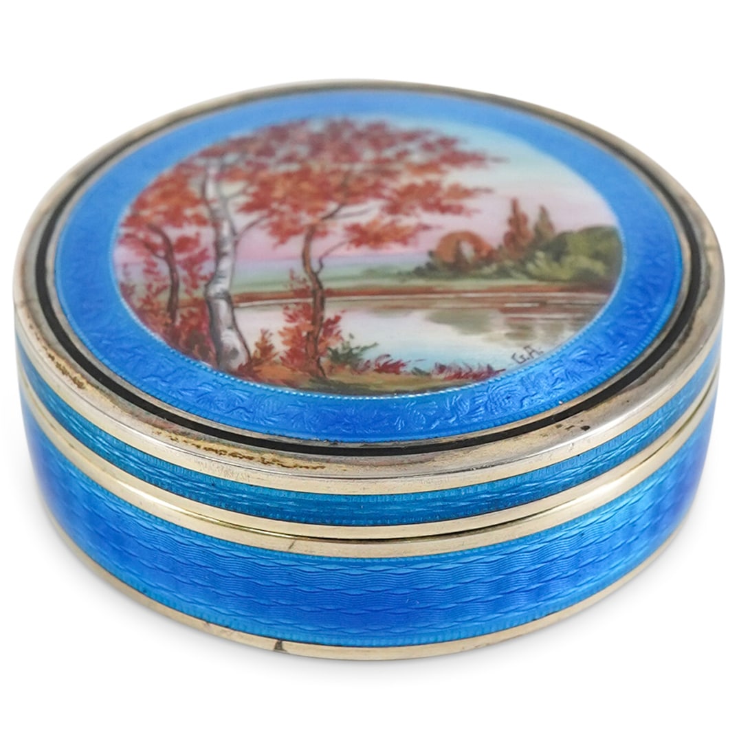 19th C. French Silver Enameled Snuff Box (1 of 5)