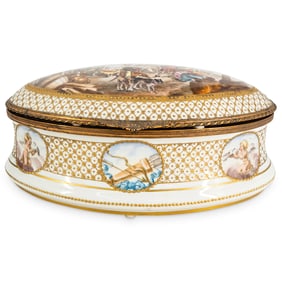 Antique Sevres Porcelain Wedding Hinged Box