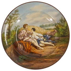Antique KPM Porcelain Pastoral Scene Charger
