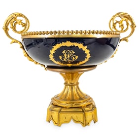 Antique French Porcelain And Gilt Bronze Centerpiece Bowl
