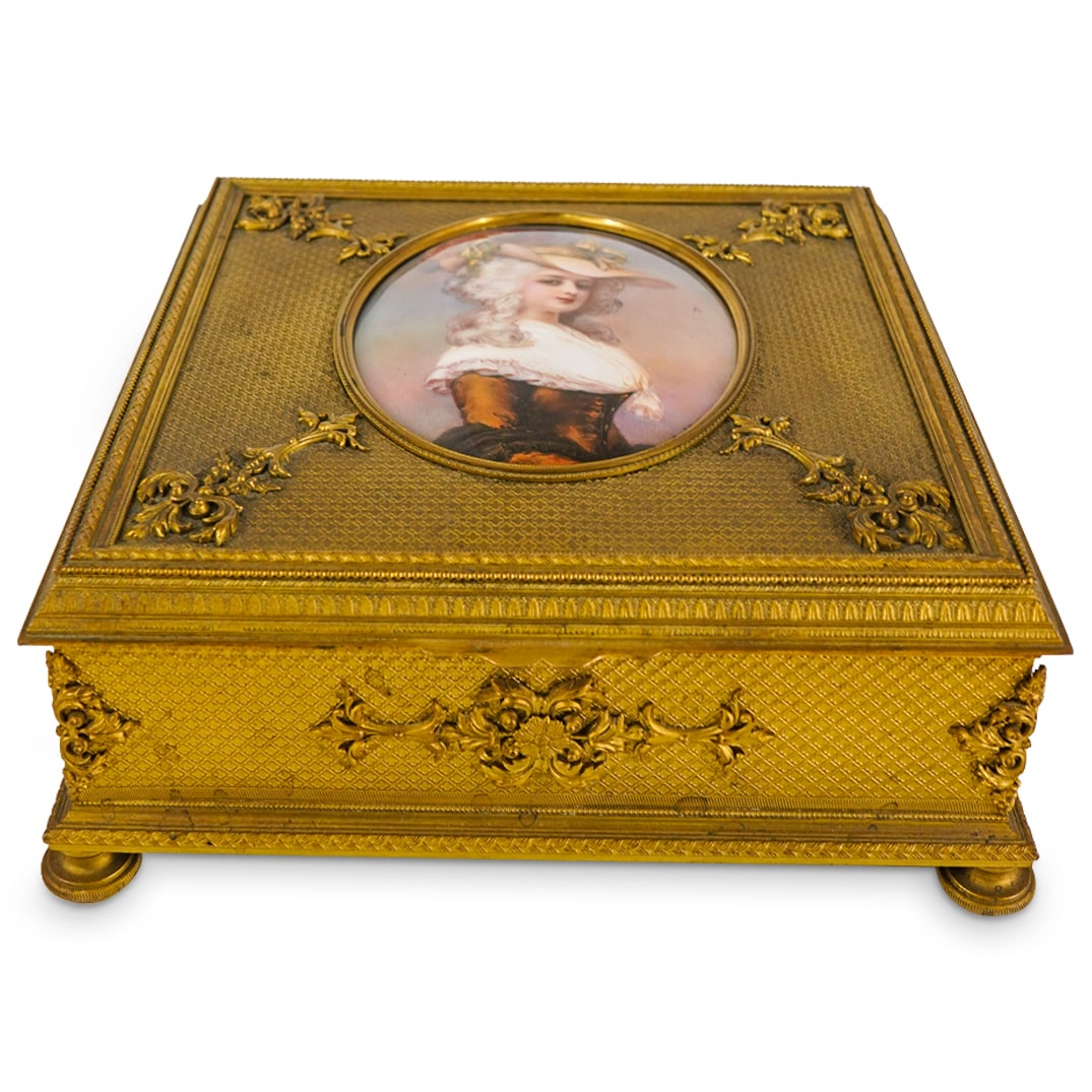 19th C. French Dore Bronze Enamel Portrait Box (1 of 4)