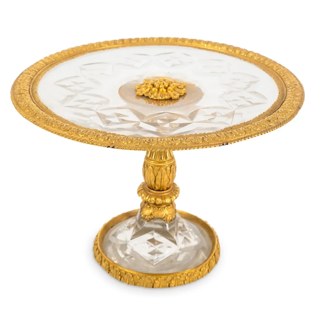 19th Cent. French Gilt Bronze And Cut Crystal Tazza (1 of 3)