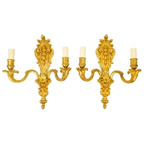Pair Gilt Bronze Sconces