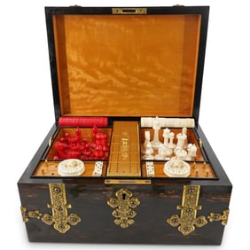 Victorian English Wordley & Co. Wood And Bronze Game Box