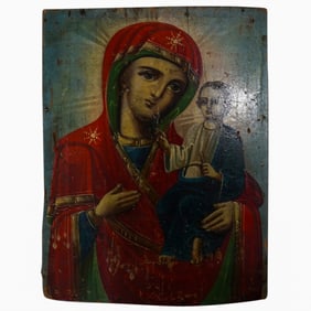 Antique Madonna & Child Icon