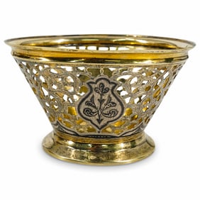 Antique Russian Niello 875 Vermeil Bowl