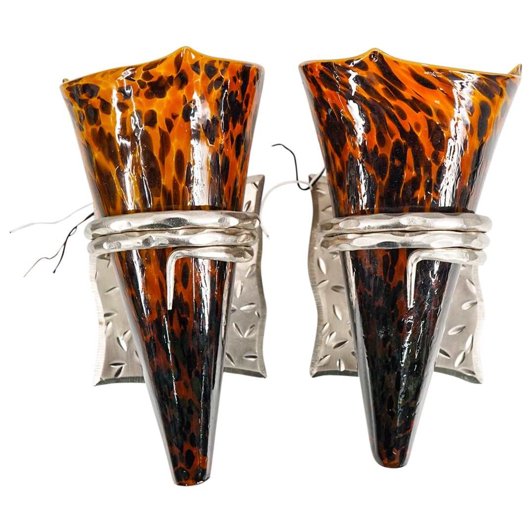 Pair Of Mid Century Modern Metal And Glass Sconces (1 of 6)