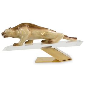 Giullia Mangani Oggetti Porcelain & Lucite Panther Sculpture