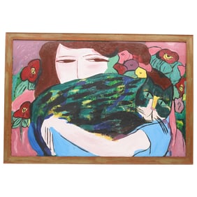 Attr. To Walasse Ting (1929-2010) "I Think Of You" Oil On Canvas