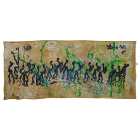 Purvis Young (American 1943-2010) Painting on Textile