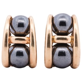 Poiray 18k Yellow Gold & Hematite Earrings