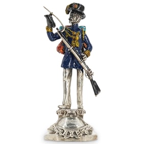 Italian 800 Silver & Enamel Military Figure