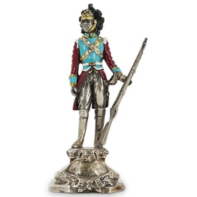 Italian 800 Silver & Enamel Military Figure