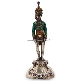 Italian 800 Silver & Enamel Military Figure