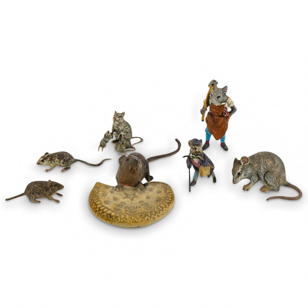 (7Pc) Franz Bergman Cold Painted Bronze Mouse (1 of 8)