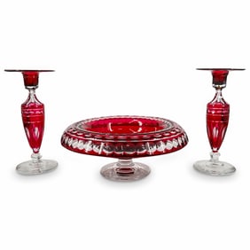 (3 Pc) Prob. Val St. Lambert Crystal Garniture Set