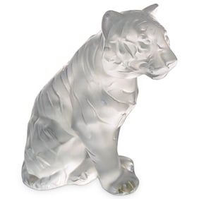 Lalique Crystal "Sitting Bengal Tiger" Figurine