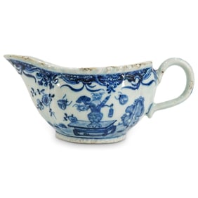 Chinese Blue & White Export Porcelain Sauce Boat