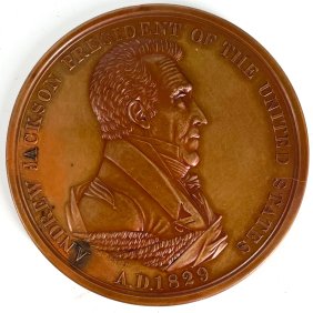 Antique Andrew Jackson Bronze Indian Peace Medal