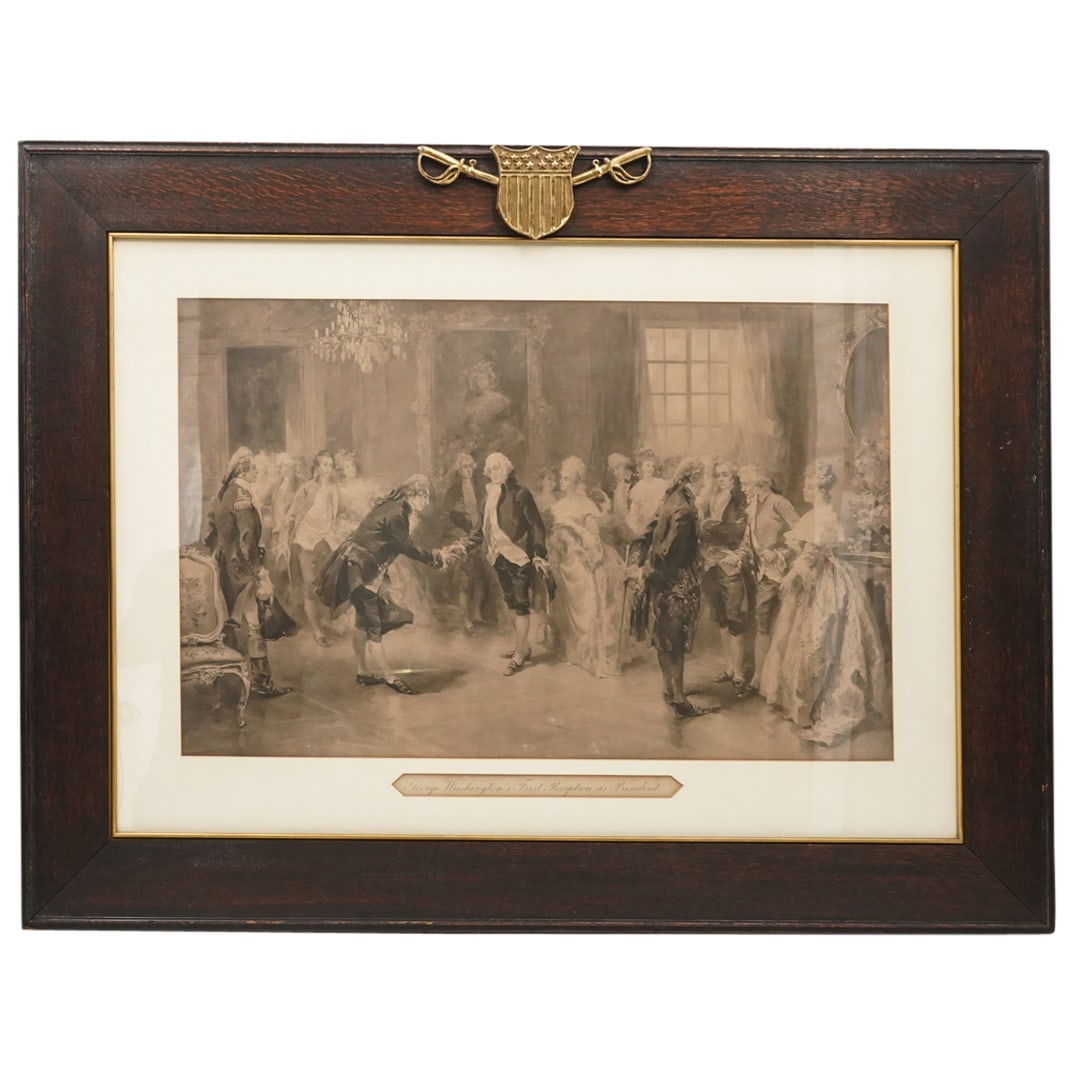 Antique V. De Paredes "George Washington's First Reception As President" Engraving (1 of 7)