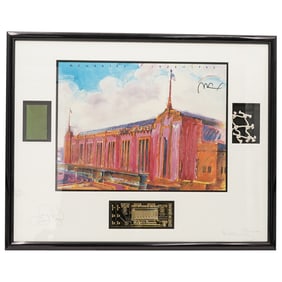 Peter Max Boston Garden, Larry Bird, Bobby Orr Signed Lithograph