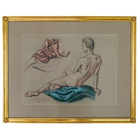 John Ferris Connah (American) Pastel & Charcoal Study Of A Woman