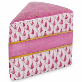 Herend Porcelain "Slice Of Cake" Raspberry Fishnet Figurine