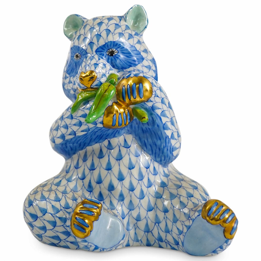 Herend Porcelain "Panda" Blue Fishnet Figurine (1 of 4)
