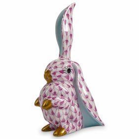 Herend Porcelain "Rabbit One Ear Up" Fishnet Figurine
