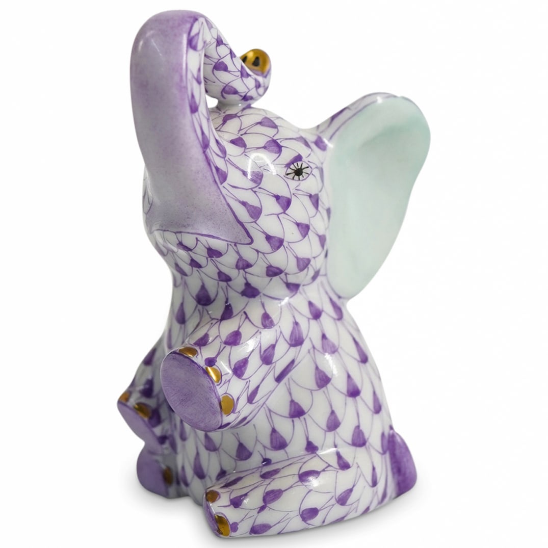 Herend Porcelain "Baby Elephant" Lavender Fishnet Figurine (1 of 4)