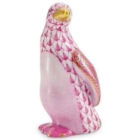 Herend Porcelain "Miniature Penguin" Raspberry Pink Figurine