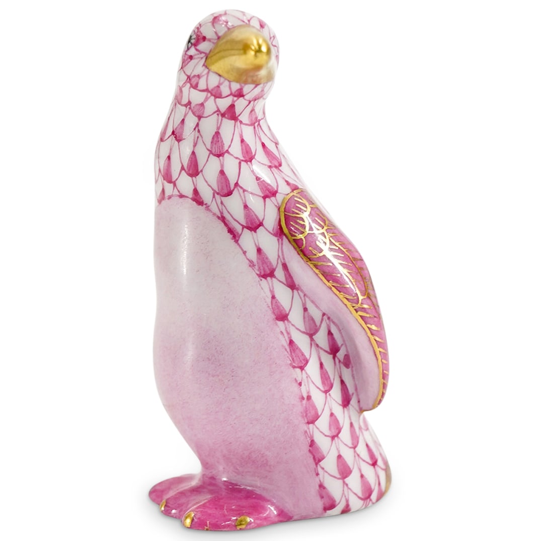 Herend Porcelain "Miniature Penguin" Raspberry Pink Figurine (1 of 4)